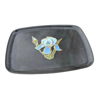 Mid 20th Century Couroc Tray With Purple Iris For Sale