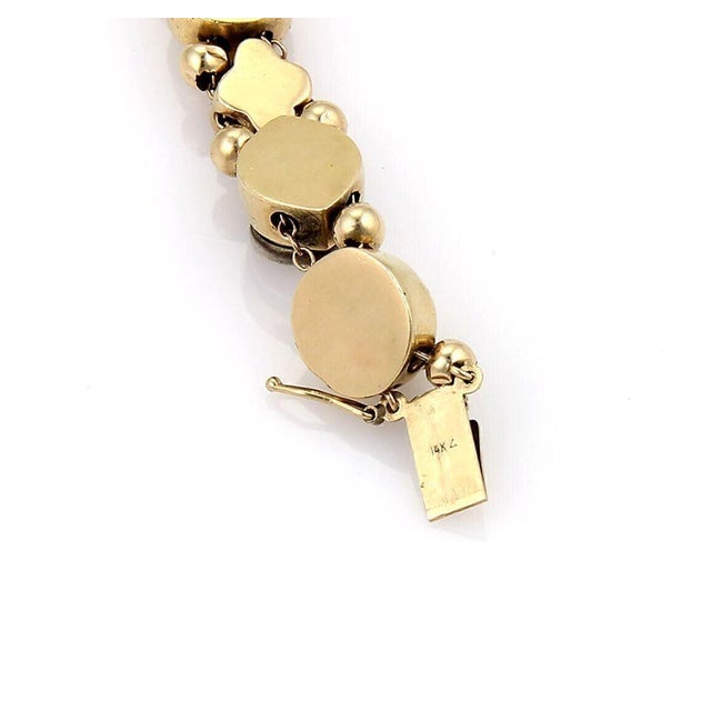 Mid 20th Century Mid 20th Century Multicolor Gems 14k Yellow Gold Slide Charm Bracelet For Sale - Image 5 of 6
