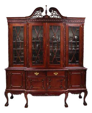 Chippendale Mahogany Ball & Claw Breakfront China Cabinet by Baker of London
