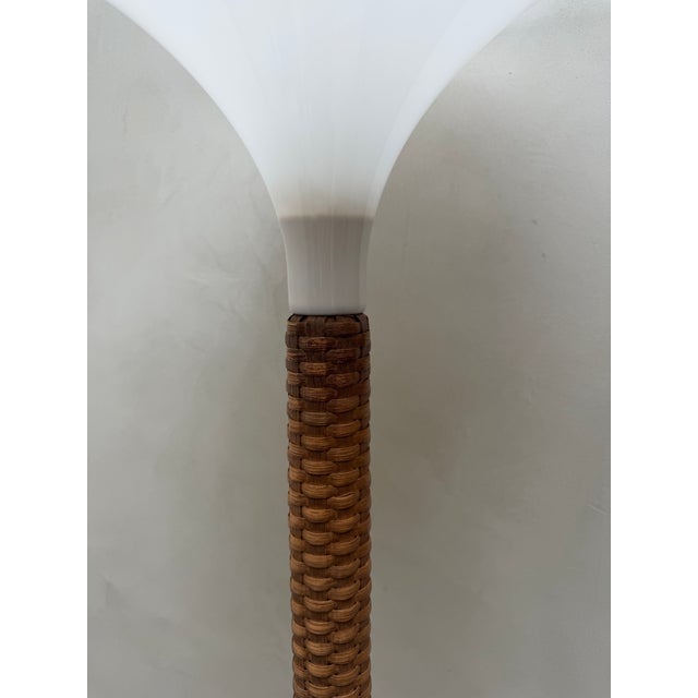 Wicker Floor Lamp French Mid Century Modern For Sale - Image 4 of 5