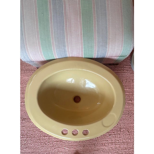 Vintage Butter Yellow Porcelain Drop in Bathroom Sink For Sale - Image 12 of 12