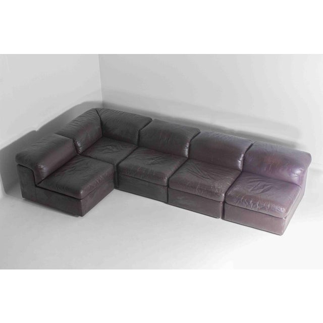 Vintage Leather Model Jeep Modular Sofa from Durlet, 1970s, Set of 7 For Sale - Image 6 of 12
