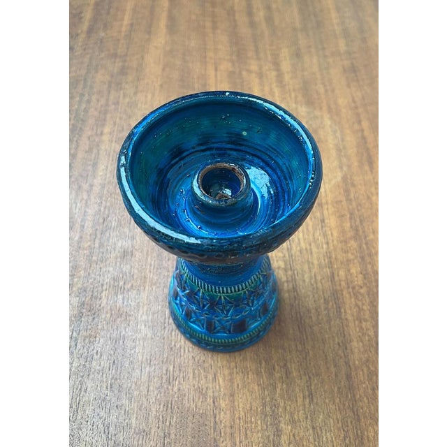 Mid-Century Rimini Blu Pottery Candleholder by Aldo Londi for Bitossi, Italy, 1960s For Sale - Image 5 of 14