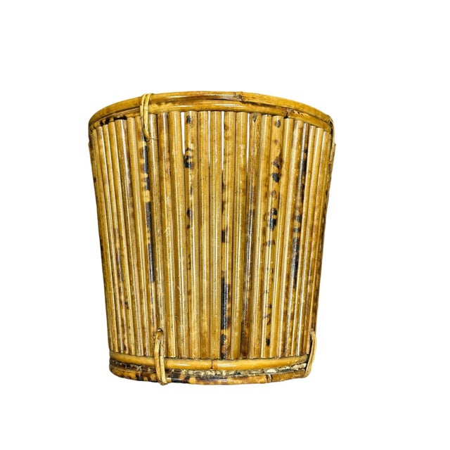 Wood Tortoise Pencil Bamboo and Rattan Basket Planter For Sale - Image 7 of 12