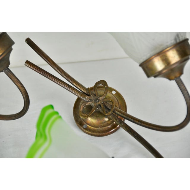 1940s Brass and Glass Sconces, 1940s, Set of 2 For Sale - Image 5 of 9