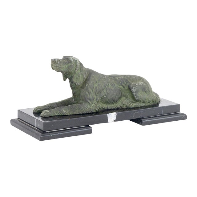 Setter Verdigris Patinated Spelter Sculpture For Sale