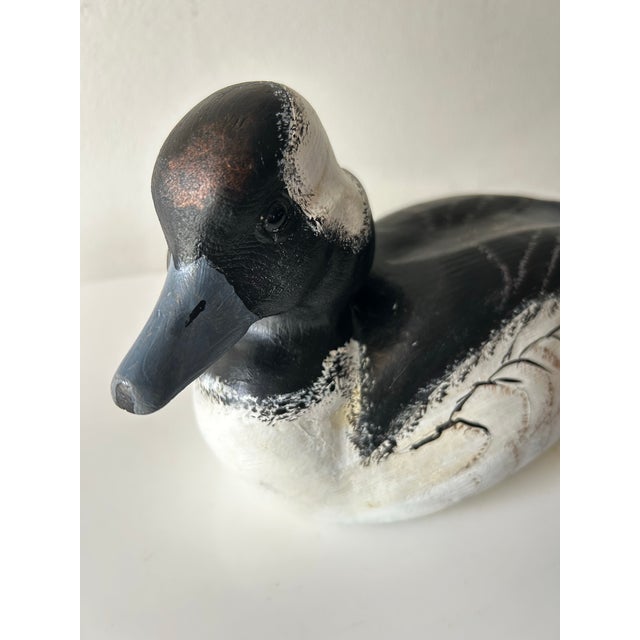 Vintage Hand Painted and Hand Carved Signed Buffelhead Drake For Sale In Miami - Image 6 of 12