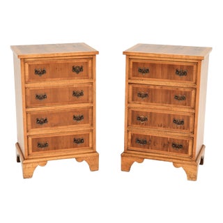 Vintage Georgian Yew Wood Bedside Tables, 1950s, Set of 2 For Sale