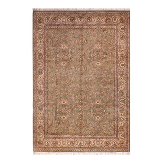 Floral 1990's Pak-Persian Green/Ivory Wool Rug - 8'11'' X 12'3'' For Sale