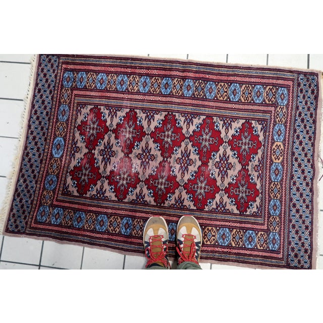 1920s 1920s, Antique Uzbek Bukhara Handmade Rug 3.1' X 4.1' For Sale - Image 5 of 13