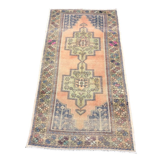 Vintage Boho Turkish Anatolian Faded Orange Rug For Sale