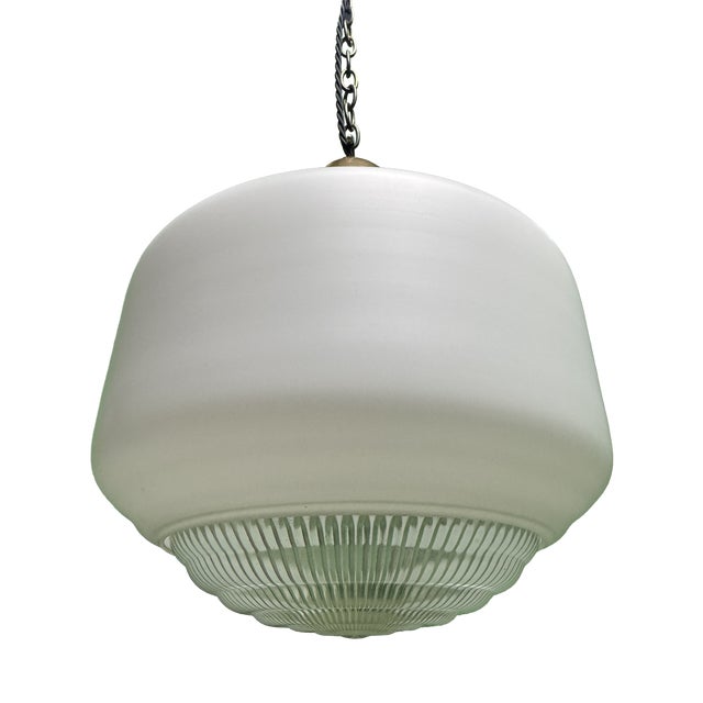 Opaline Pendant Lights with Diffusers, 1930s, Set of 2 For Sale