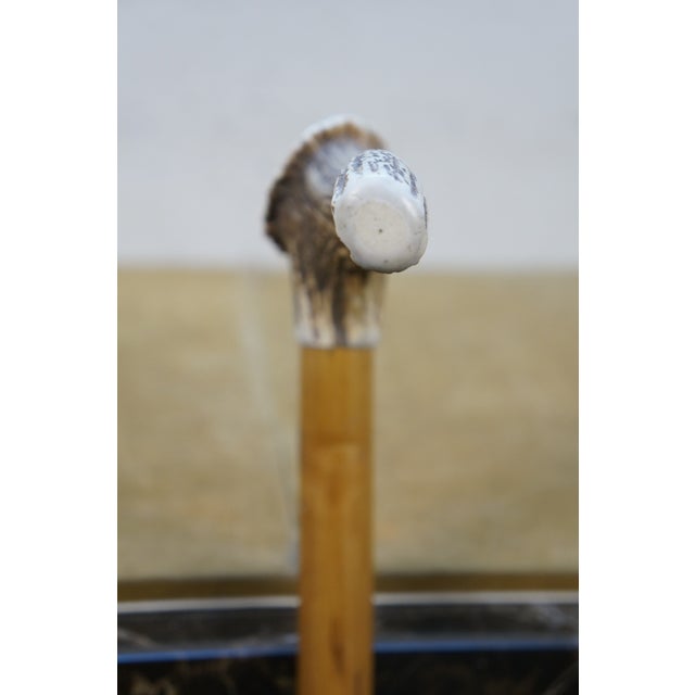 Vintage Wooden Elk Stag Horn Antler Handle Walking Stick Cane For Sale - Image 4 of 12