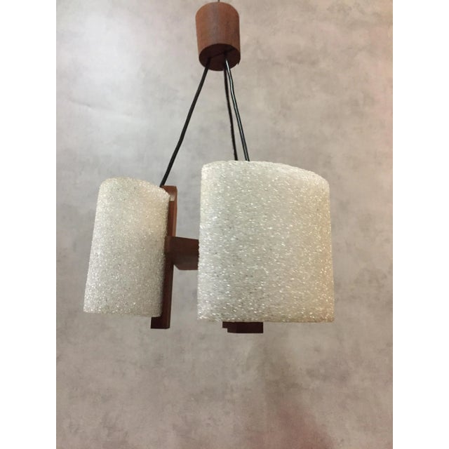 Scandinavian Teak &amp; Acrylic Glass Pendant, 1960s For Sale - Image 4 of 8