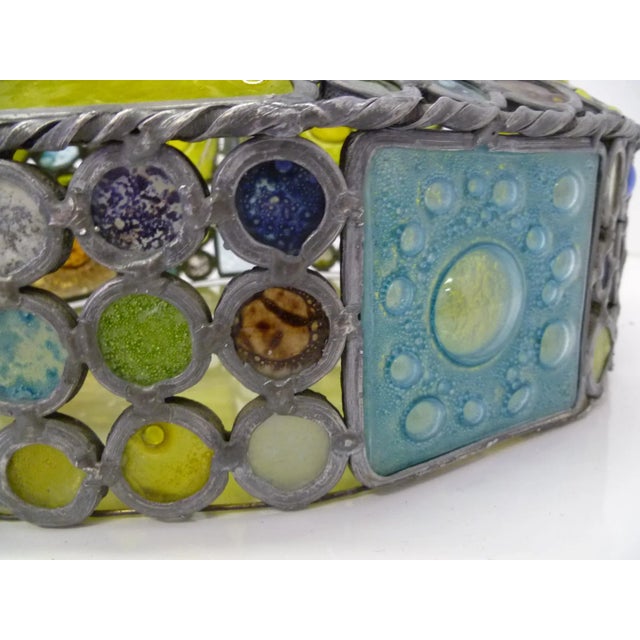 Mid Century Modern Higgins Style Multicolored Fused Color Glass Light