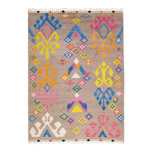 Contemporary Moroccan Style Handmade Multicolor Pattern Wool Rug