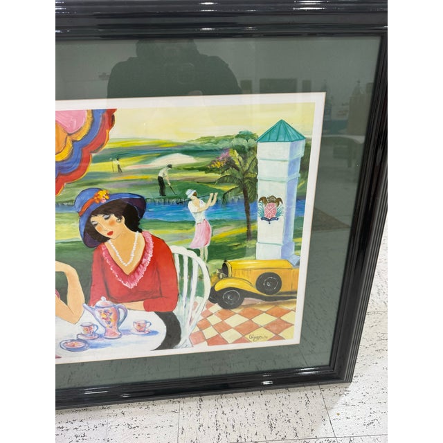 Afternoon Tea by Gleiger 1993 Framed Print Signed 28x36 For Sale - Image 4 of 5