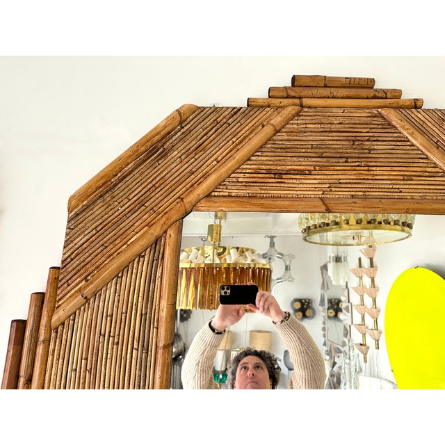 Large Bamboo and Rattan Mirror by Colin Morrow for Vivai Del Sud. Italy, 1970s For Sale - Image 9 of 12