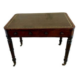 George III Mahogany Freestanding Leather Top Writing Desk, 1800s For Sale