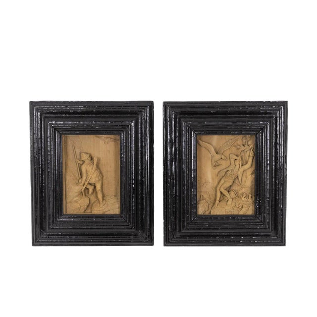 Small Sculpted Pictures, 1880s, Set of 2 For Sale