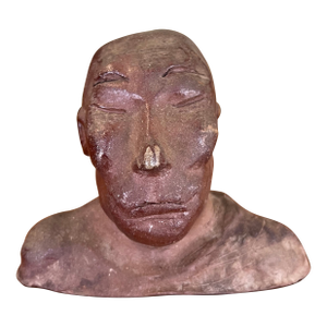 Vintage Abstract Clay Bust Sculpture With Possibly Red Iron Oxide Finish