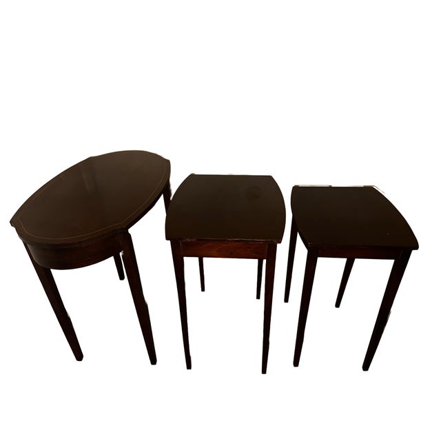Early 20th Century Mahogany Nest of Three Tables by Mersman Furniture For Sale - Image 9 of 10