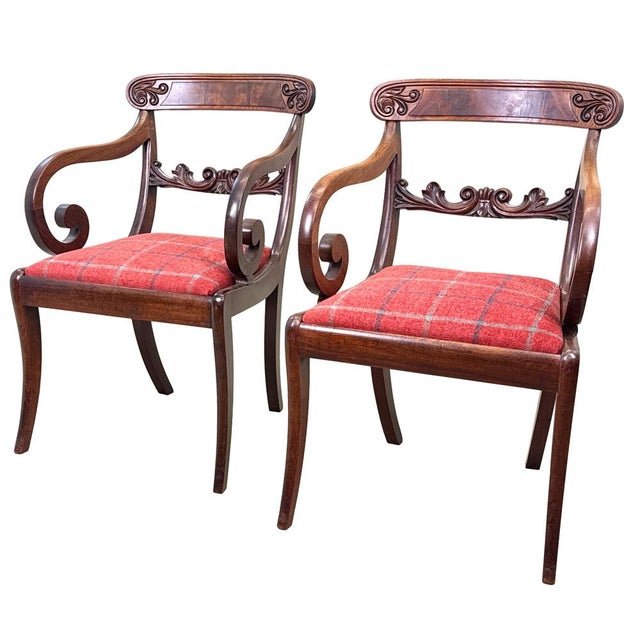 Wood Large Regency Mahogany Carver Armchairs, 1820, Set of 2 For Sale - Image 7 of 16
