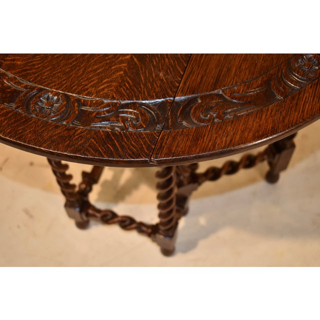 19th Century English Oak Carved Gate-Leg Table For Sale - Image 10 of 10