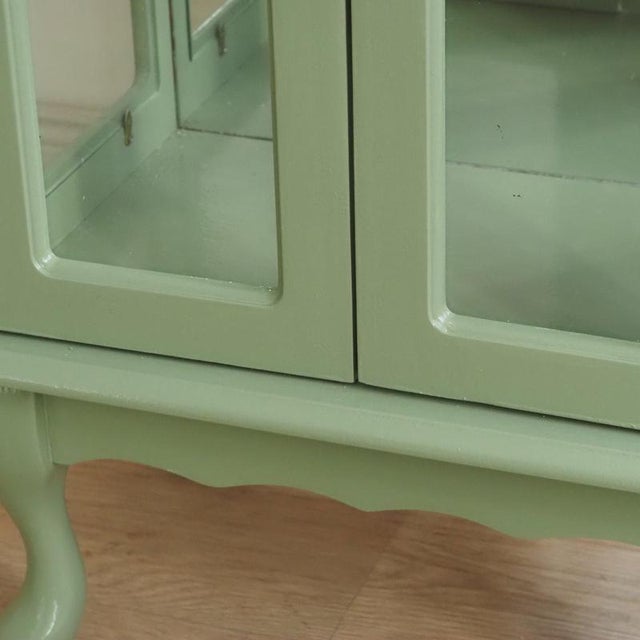 Small Display Cabinet in Pastel Green with Mirrored Back Panel For Sale - Image 14 of 16
