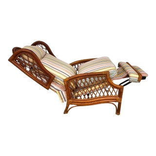 Vintage Bamboo Wingback Recliner Chair For Sale