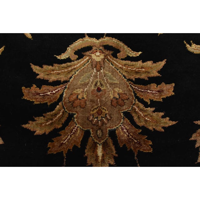 Black Agra Rug 9’1” X 12’2” Black Woo/Silk Traditional Hand-Knotted Oriental Carpet For Sale - Image 8 of 12