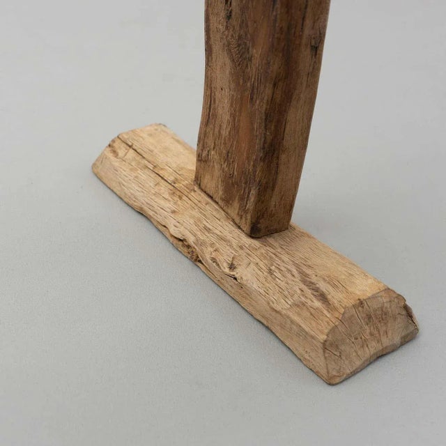 Spanish Hachero Traditional Natural Oak Wood Candleholder, 1890s For Sale - Image 11 of 18