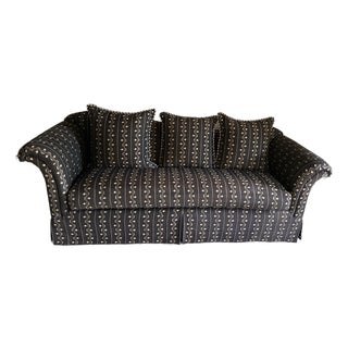 1980s Vintage Postmodern Marge Carson Silk Roll-Arm Sofa For Sale