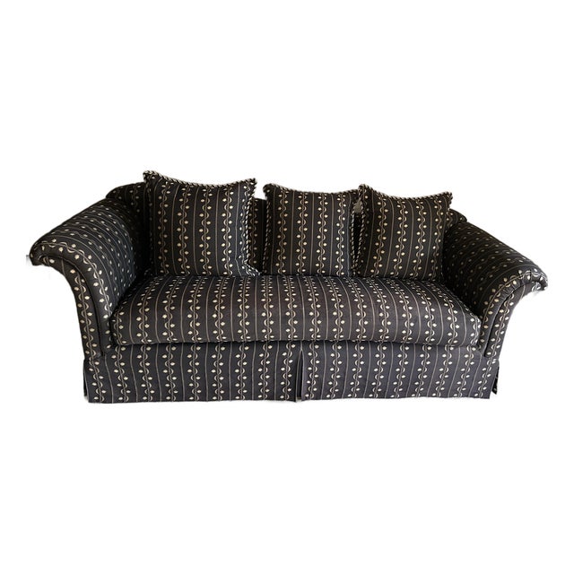 1980s Vintage Postmodern Marge Carson Silk Roll-Arm Sofa For Sale