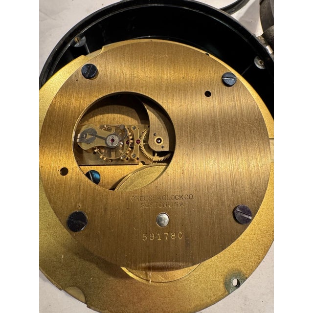 Mid-Century Modern Chelsea 6" Marine Mechanical 24 Hour Ships Clock For Sale - Image 3 of 9