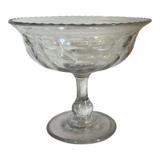 Antique 19th Century American Cut Glass Footed Centerpiece Compote or Fruit Bowl For Sale