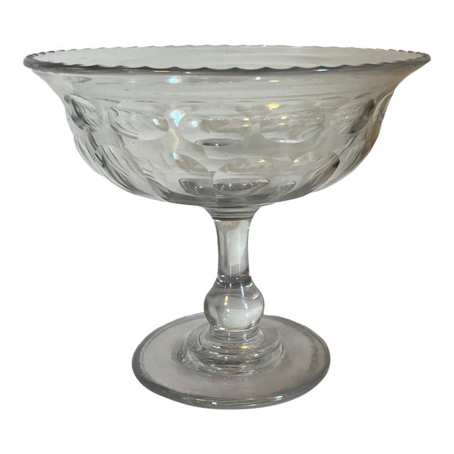 Antique 19th Century American Cut Glass Footed Centerpiece Compote or Fruit Bowl For Sale