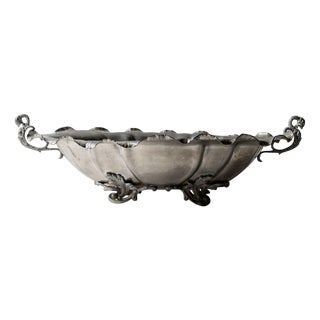 Large Vintage Pewter Centerpiece Bowl, 1940s For Sale