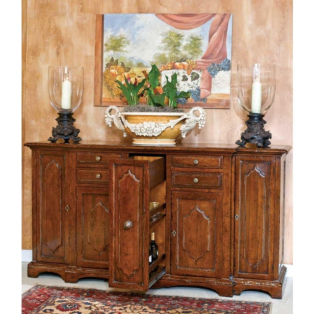 Rustic Italian French Provincial Walnut Sideboard With Wine Storage For Sale - Image 3 of 3