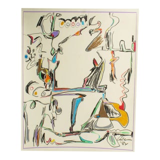 1982 Abstract Mixed Media Drawing Signed by Harry Hilson For Sale