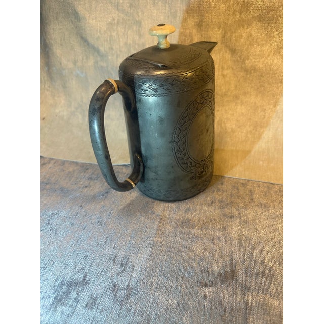 Antique Pewter Coffee/Tea Pot Kettle For Sale - Image 4 of 12