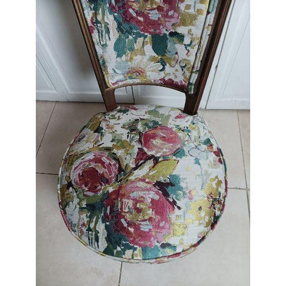 1950s Victorian Style Parlor Chair Wood Floral Design Cushion Set of 2 For Sale - Image 10 of 11