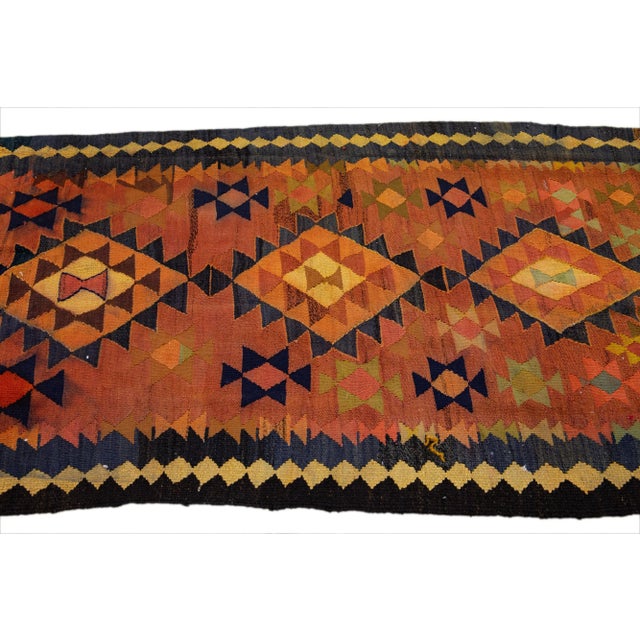 1960s Vintage Kilim Handmade Flatweave Rust Tribal Wool Runner For Sale - Image 5 of 10