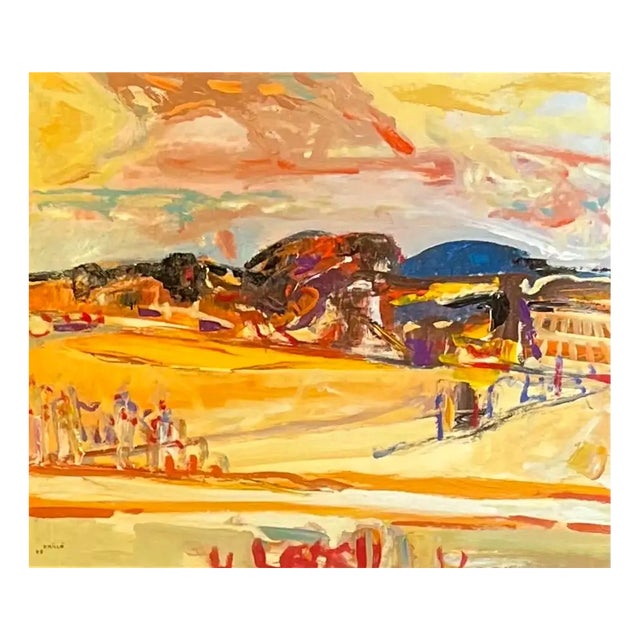 Jean Krille, Landscape 119, Oil on Wood, 1988 For Sale