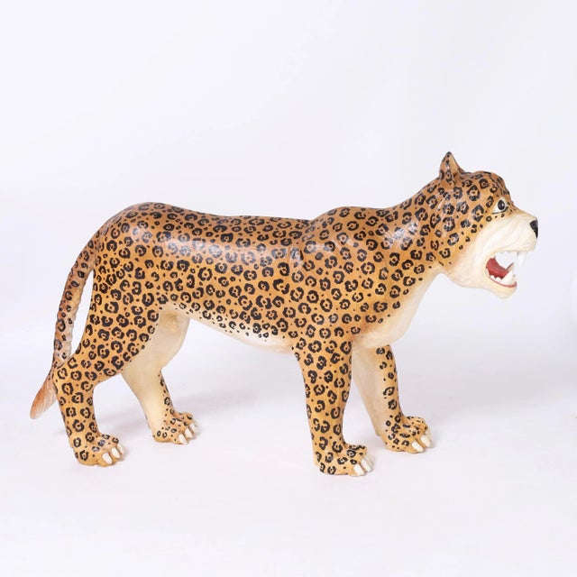 Mid-Century Modern Carved and Painted Wood Jaguar or Big Cat For Sale - Image 3 of 8