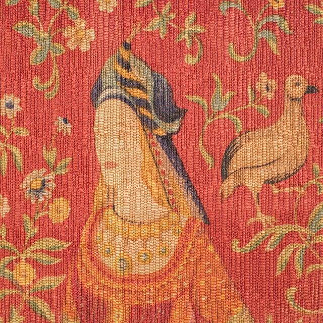 1980s Large Vintage Wall Tapestry, Belgian, Needlepoint, Lady & the Unicorn, Woven Art For Sale - Image 5 of 11