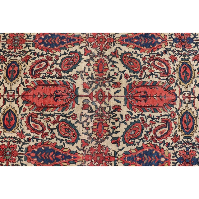 Ivory Antique Persian Fine Mission Malayer Rug in Ivory, Red, Blue, Brown 4'2"x6'1" For Sale - Image 8 of 10