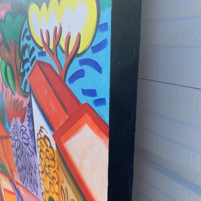 80x80 Joan Steinman Mediterranean Coastal Village Painting #4 For Sale - Image 10 of 11