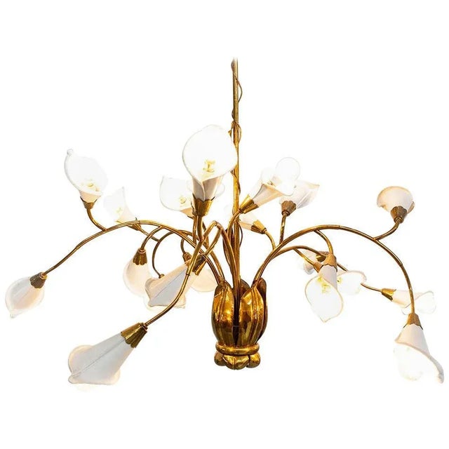 Mid-Century Modern Italian Brass and Metal Pendant Lamp by Angelo Lelii, 1950s For Sale - Image 9 of 9