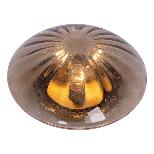Round Smoked Glass Flush Mount from Hillebrand, Germany, 1970 For Sale